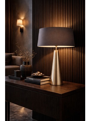 Vinner Belfort Antrasit Şapkalı Bronze Abajur – Modern Lüks Masa Lambası 60 cm