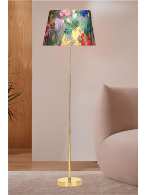 Epifanio Only Gold Kaplama Tek Ayaklı Metal Lambader - Violet Desenli