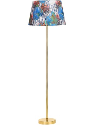 Epifanio Conic Gold Kaplama Paslanmaz Metal Tek Ayaklı Lambader - Flowers Desenli