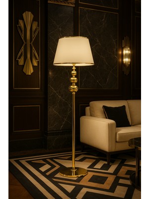 Epifanio Lumina Gold Şapkalı Metal Lambader – Lüks Salon ve Oturma Odası Aydınlatması