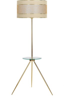 Epifanio Nevers Gold Kaplama Cam Sehpalı Metal Lambader - Çift Gold Mataro