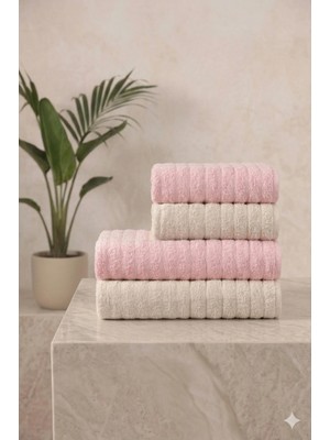 4'lü Ely Pudra Bej Havlu Seti