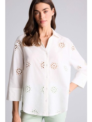 DeFacto Oversize Gömlek Yaka Brode Uzun Kollu Gömlek B5419AX26SP