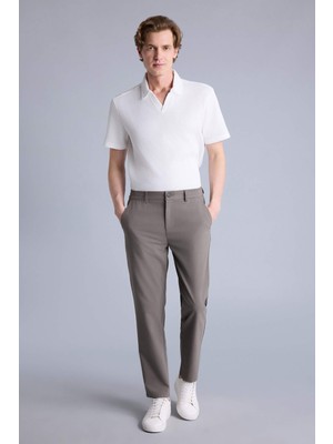 DeFacto Tailored Fit Elastik Bağlamalı Bel Dokuma Pantolon H3112AX26SP