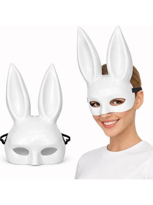 Eco Port Uzun Kulaklı Beyaz Lüks Tavşan Maskesi