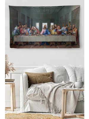 Duvar Örtüsü / Halısı Son Akşam Yemeği Leonardo Da Vinci Kaliteli Kanvas KUMAŞ-4066