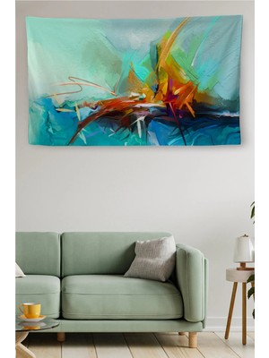 Duvar Örtüsü Soyut Yağlıboya Görünümlü Kaliteli Kanvas Duvar HALISI-4025