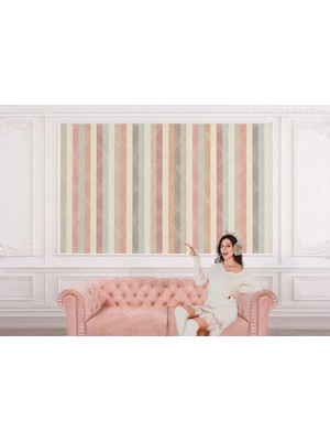   Iskandinav Tarzı Minimalist Şık Çizgili Pastel Tonlu Duvar KAĞIDI-5505