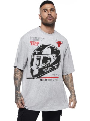 Rock&roll Chicago Racing Oversize Gri Erkek Tişört
