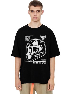 Rock&roll Chicago Racing Oversize Siyah Erkek Tişört