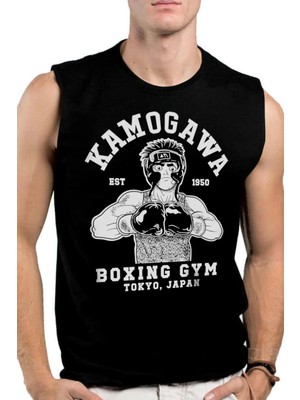 Rock&Roll Rock &roll Anime Boksör Siyah Kesik Kol | Kolsuz Erkek Tshirt | Atlet