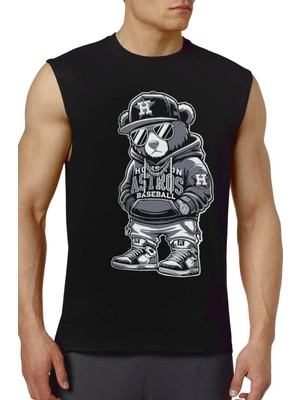 Rock&Roll Rock &roll Hiphop Teddy Siyah Kesik Kol | Kolsuz Erkek Tshirt | Atlet