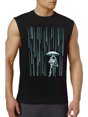 Rock&Roll Rock &roll Uzay Yağmuru Siyah Kesik Kol | Kolsuz Erkek Tshirt | Atlet