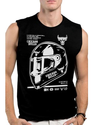Rock&Roll Rock &roll Chicago Racing Siyah Kesik Kol | Kolsuz Erkek Tshirt | Atlet