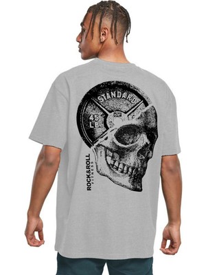 Rock&roll Disk Kafa Oversize Gri Erkek Tişört