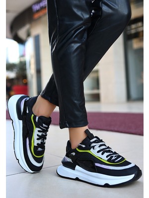 buğrahayalin Aleh Siyah Cilt Lila Detaylı Spor Ayakkabı