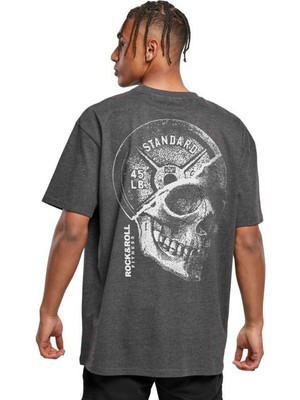 Rock&roll Disk Kafa Oversize Antrasit Erkek Tişört