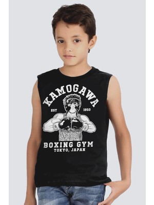 Rock&roll Anime Boksör Siyah Kesik Kol Erkek Çocuk T-Shirt