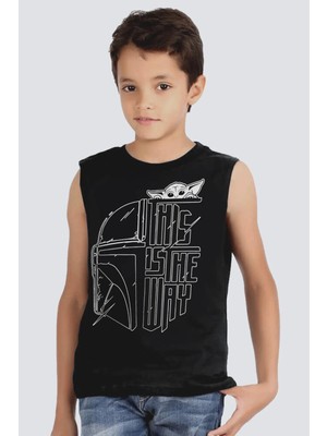 Rock&roll Kaskda Yoda Siyah Kesik Kol Erkek Çocuk T-Shirt