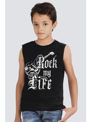 Rock&roll Hayatım Rock Siyah Kesik Kol Erkek Çocuk T-Shirt
