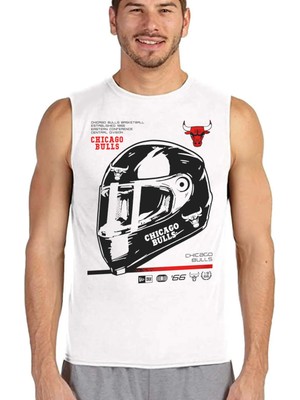 Rock&Roll Rock &roll Chicago Racing Beyaz Kesik Kol | Kolsuz Erkek Tshirt | Atlet