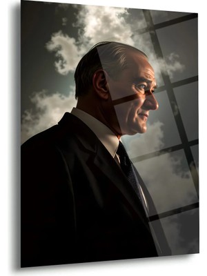 Shiny Art Mustafa Kemal Atatürk Profil Portre Cam Tablo – ATA291