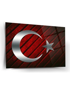 Shiny Art Türk Bayrağı Metal Efektli Cam Tablo – ATA316