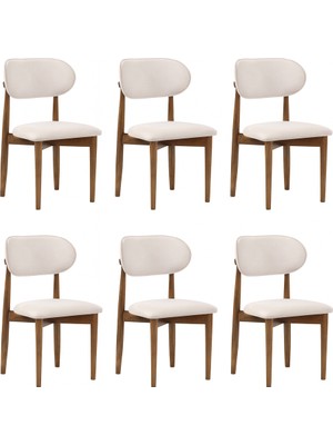 Lif Mobilya 6'lı Bohem Ağaç Polo Tarz Sandalye Ceviz Renk