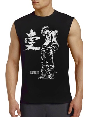 Rock&Roll Rock &roll Cool Anime Siyah Kesik Kol | Kolsuz Erkek Tshirt | Atlet