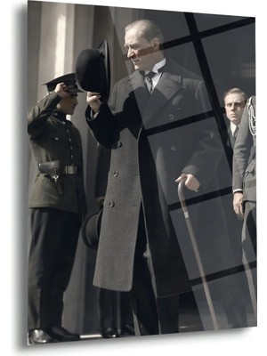 Shiny Art Mustafa Kemal Atatürk Şapka Selamı Cam Tablo – ATA294