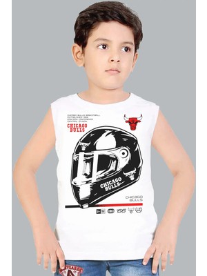 Rock&roll Chicago Racing Beyaz Kesik Kol Erkek Çocuk T-Shirt