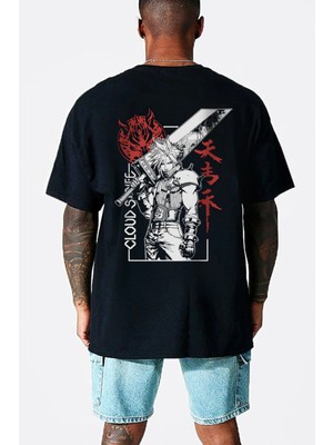 Rock&roll Dev Kılıçlı Kahraman Oversize Siyah Erkek Tişört