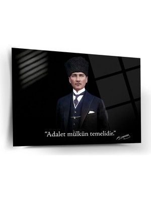 Shiny Art Atatürk Adalet Yazılı Cam Tablo – ATA313