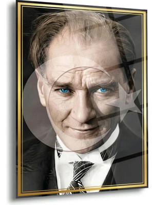 Shiny Art Mustafa Kemal Atatürk Türk Bayrağı Efektli Modern Cam Tablo – ATA305