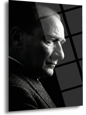 Shiny Art Mustafa Kemal Atatürk Dramatik Işık Yandan Portre Cam Tablo – ATA301