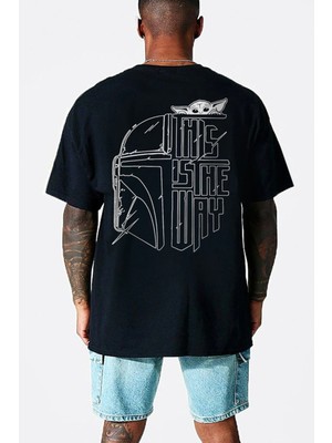 Rock&roll Kaskda Yoda Oversize Siyah Erkek Tişört