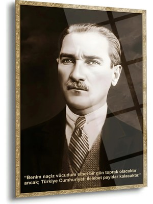 Shiny Art Mustafa Kemal Atatürk Sözlü Klasik Portre Cam Tablo – ATA299
