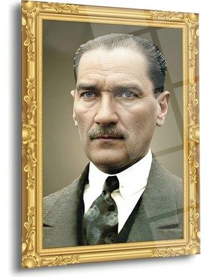 Shiny Art Atatürk Altın Çerçeveli Cam Tablo – ATA311