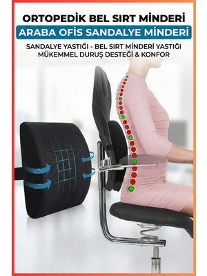 Ankaflex Ortopedik Bel Sırt Minderi - Araba Ofis Sandalye Minderi Sandalye Yastığı- Bel Sırt Minderi Yastığı