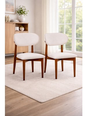 Lif Mobilya 2'li Bohem Ağaç Polo Tarz Sandalye Ceviz Renk