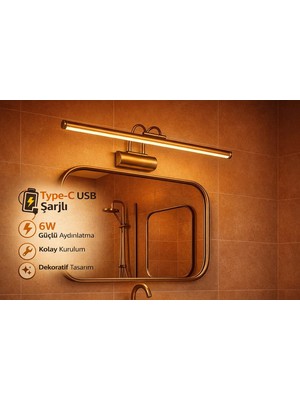 Rultech Sarjlı LED Flüt Resim Aplik | 6W | 3200K Gün Işığı | 35CM | Duvar Tipi Ayna/tablo Üstü Dekoratif Işık | IP20 Iç Mekan Kullanım (ESKİTME KASA)
