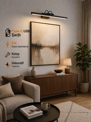 Rultech Sarjlı LED Flüt Resim Aplik | 6W | 3200K Gün Işığı | 35CM | Duvar Tipi Ayna/tablo Üstü Dekoratif Işık | IP20 Iç Mekan Kullanım (SİYAH KASA)