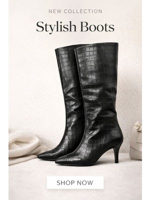 papucumun dünyası Sivri Burun  Topuklu Kadın Uzun   Deri Çizme