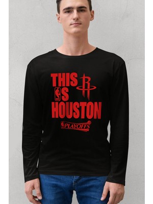 Rock&roll Rockets Basketbol Siyah Bisiklet Yaka Uzun Kollu Penye Erkek T-Shirt