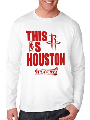 Rock&roll Rockets Basketbol Beyaz Bisiklet Yaka Uzun Kollu Penye Erkek T-Shirt