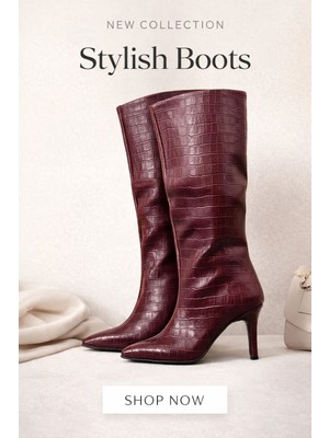 papucumun dünyası Sivri Burun  Topuklu Kadın Uzun   Deri Çizme