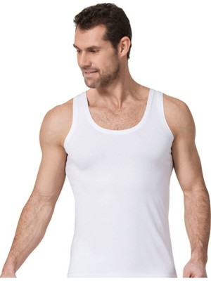 Namaldı Erkek Beyaz Tekli Askılı Likralı Premier Atlet