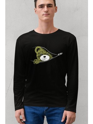 Rock&roll Fermuarlı Teddy Siyah Bisiklet Yaka Uzun Kollu Penye Erkek T-Shirt