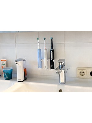 Yapı3D Duvara Monte Elektrikli Diş Fırçası Tutucu | 1-2-3-4’lü Seçenekli Organizer | Sert Plastik Banyo Düzenleyici | Oral-B Uyumlu Stand