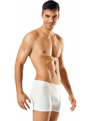 Namaldı Erkek 3'lü Beyaz Likralı Elastan Boxer